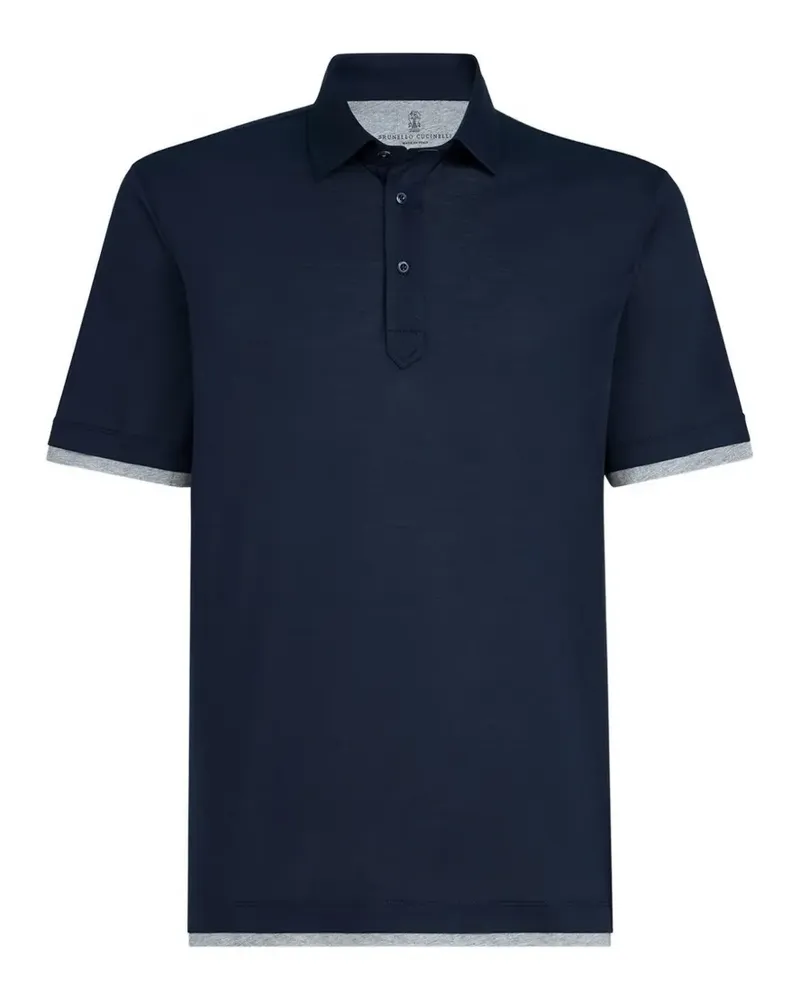 Brunello Cucinelli Poloshirt im Layering-Look - Blau Blau