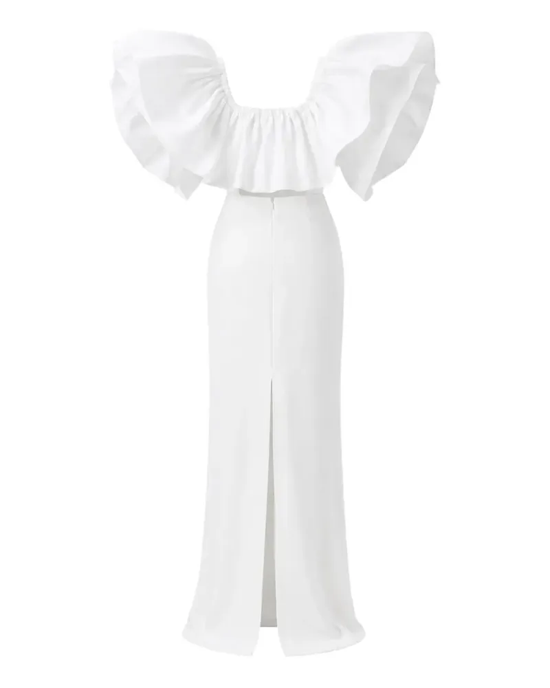 Mônot sculptural-sleeve ruffled maxi dress - Weiß Weiß