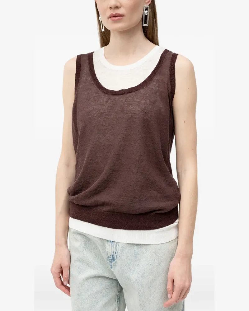 HUGO BOSS scoop-neck layered top - Braun Braun