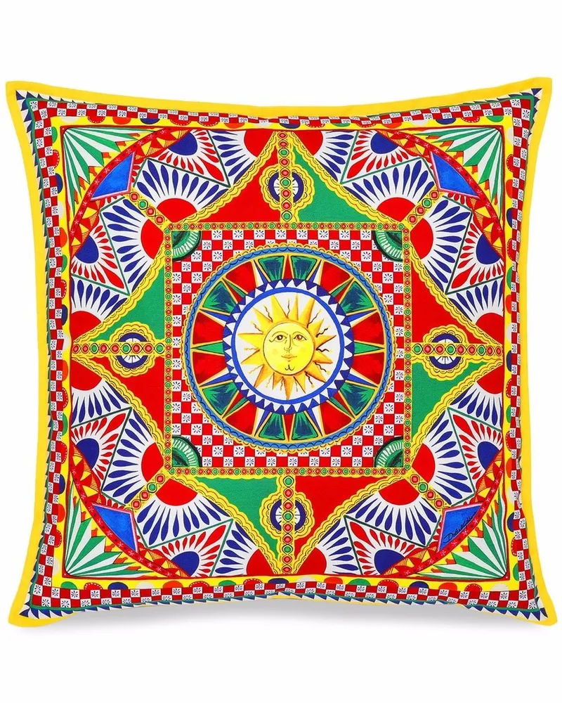 Dolce & Gabbana Gemustertes Kissen mit Carretto-Print - Rot Rot