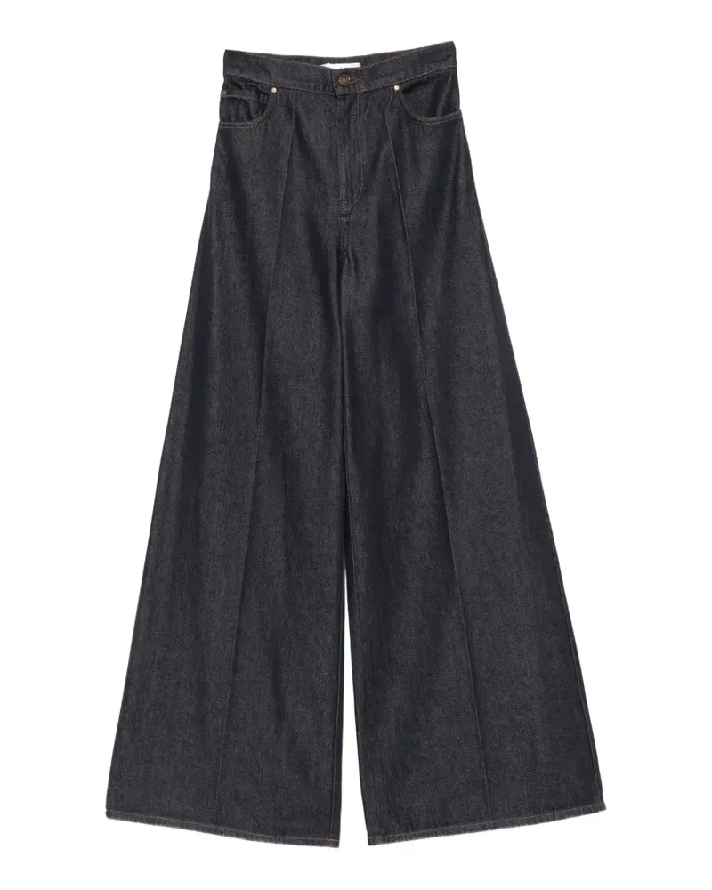 Max Mara Weite Jeans mit Kontrastnähten - Blau Blau