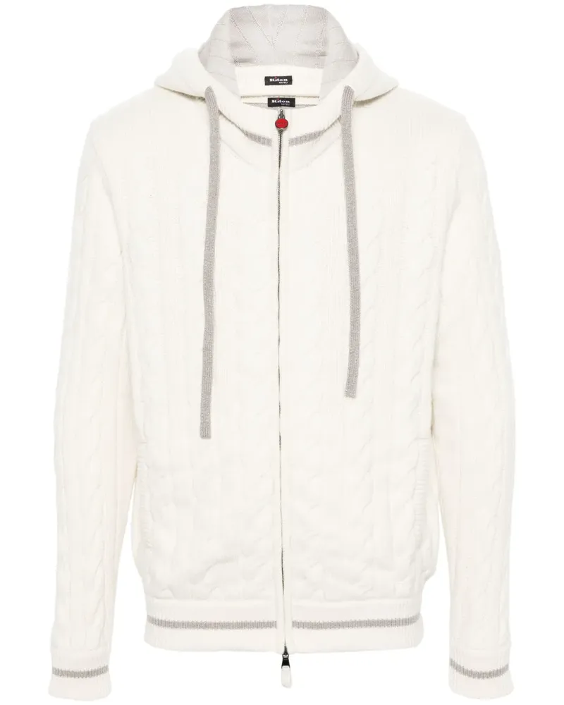 Kiton Kapuzenjacke aus Kaschmir mit Zopfmuster - Nude Nude
