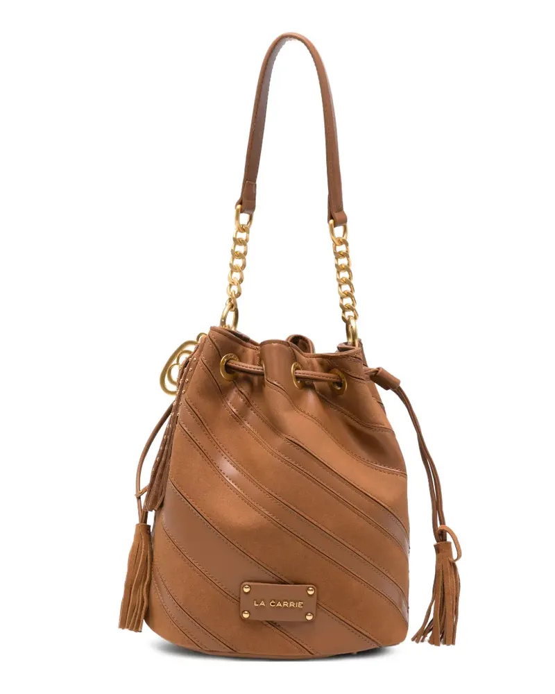 LA CARRIE diagonal-stripe bucket bag - Braun Braun