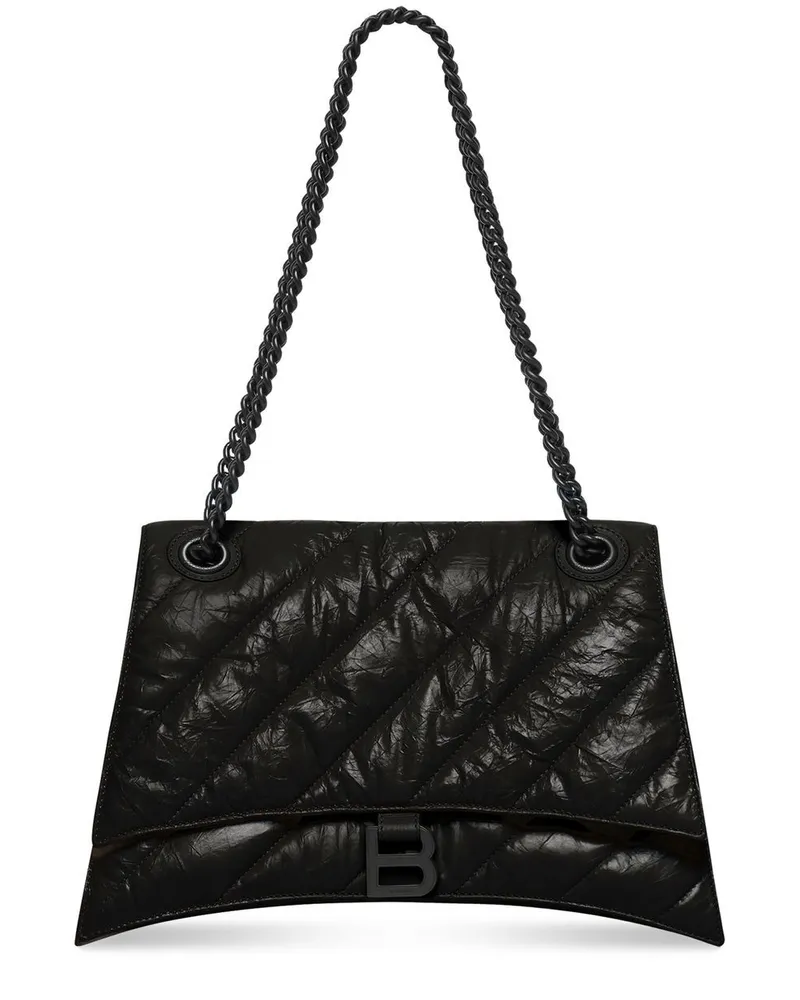 Balenciaga Mittelgroße Crush Schultertasche mit Kettenriemen - Schwarz Schwarz