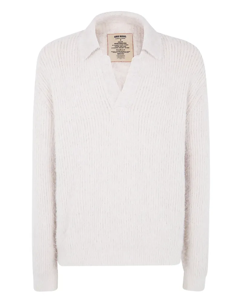 Uma Wang Gerippter Pullover mit Poloshirtkragen - Nude Nude