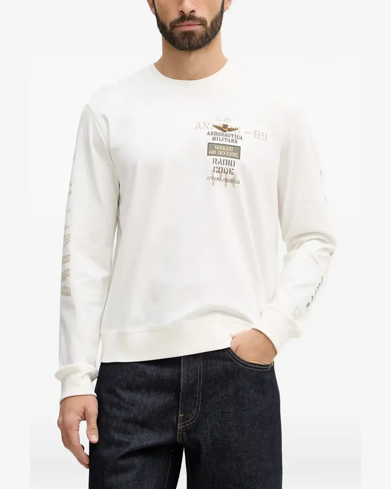 Aeronautica Militare Langarmshirt mit grafischem Print - Nude Nude