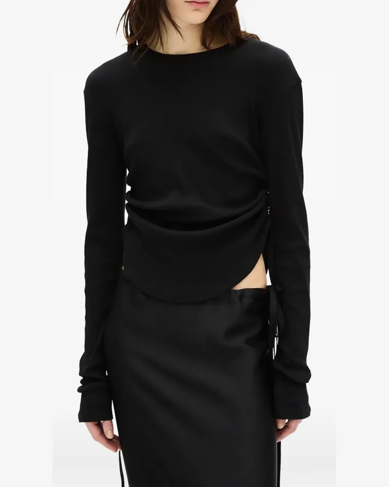 Ann Demeulemeester T-Shirt mit Knitteroptik - Schwarz Schwarz