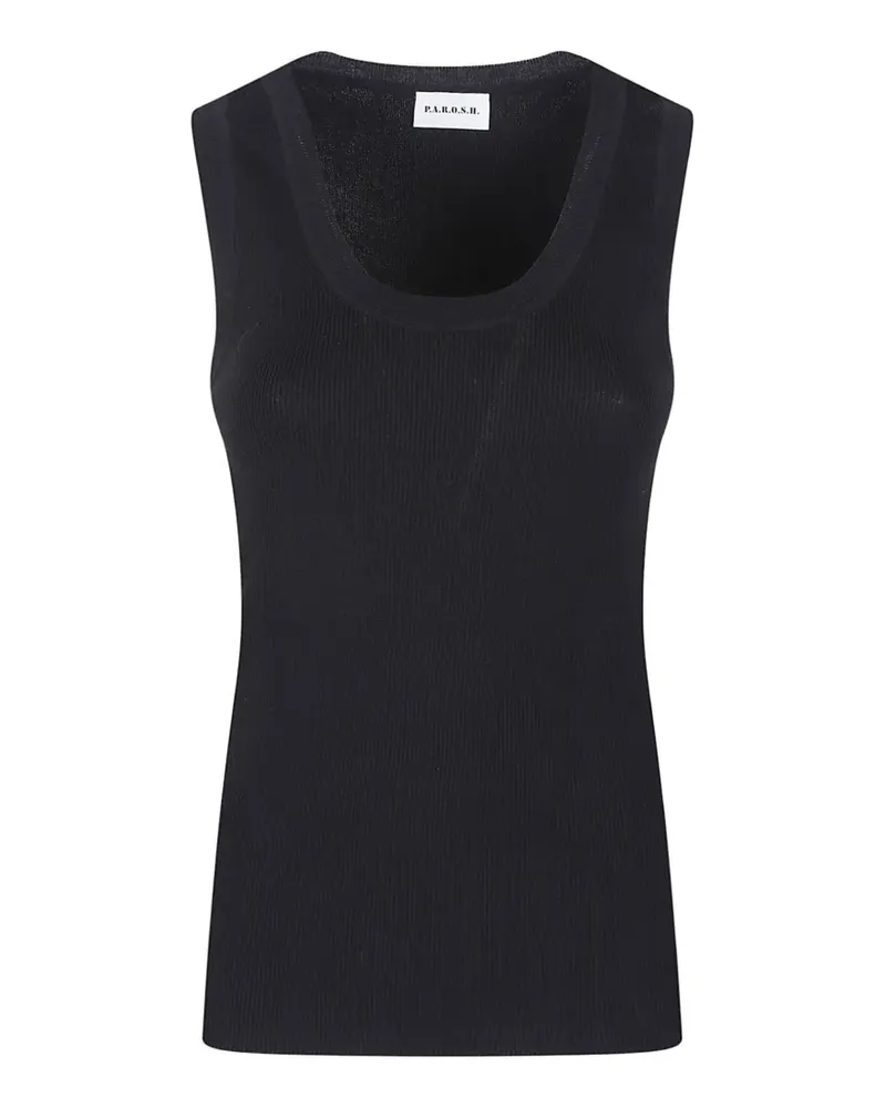 P.A.R.O.S.H. ribbed-knit scoop-neck top - Schwarz Schwarz