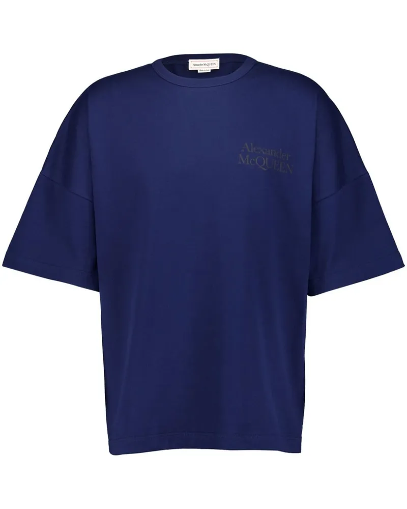 Alexander McQueen T-Shirt mit Logo-Print - Blau Blau