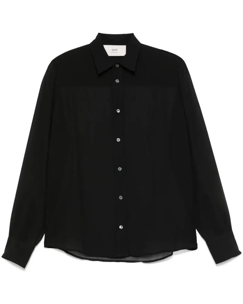AMI Paris Semi-transparentes Hemd - Schwarz Schwarz