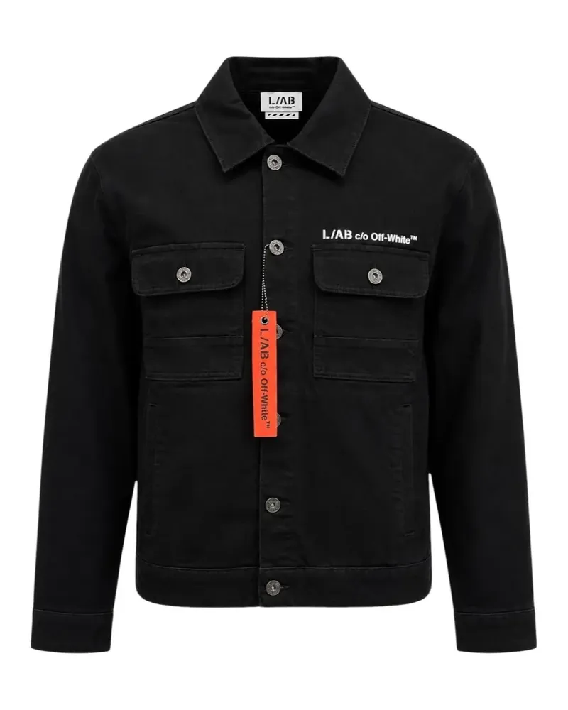 OFF-WHITE Diagonals-print zip-up denim jacket - Schwarz Schwarz