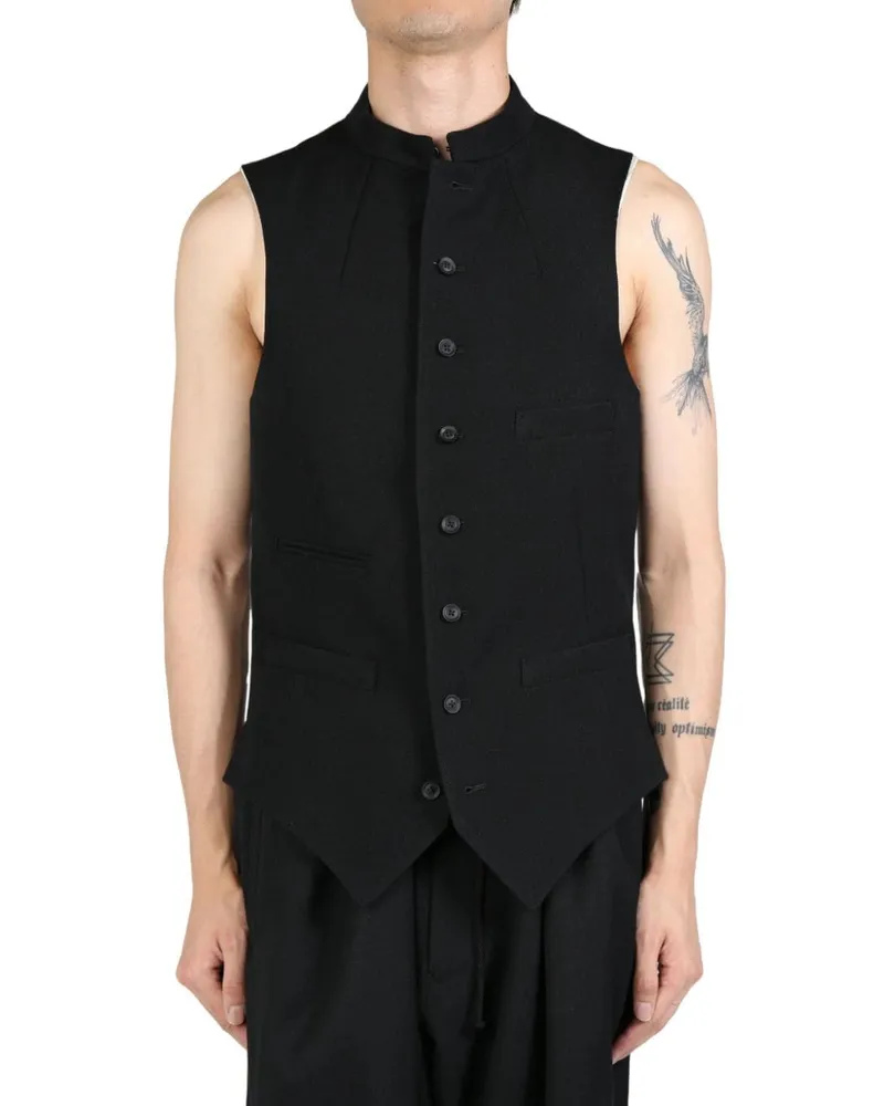 Yohji Yamamoto stand-up collar vest - Schwarz Schwarz