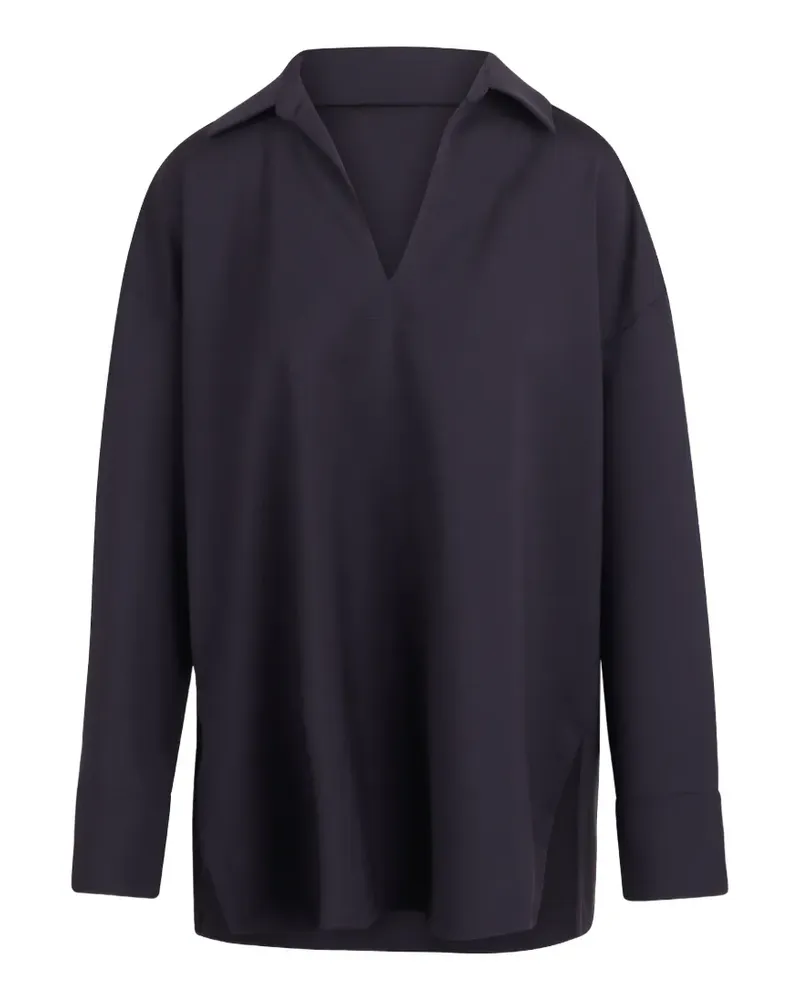 Max Mara Bluse mit V-Ausschnitt - Blau Blau