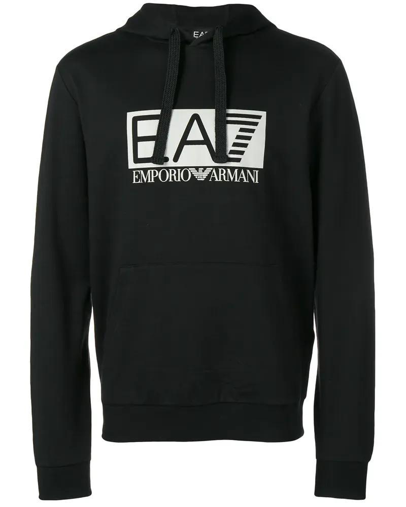 EA7 Hoodie mit Logo-Print - Schwarz Schwarz