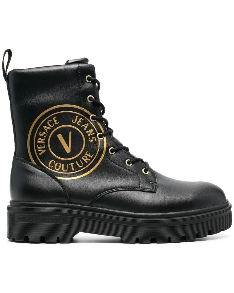 Versace Jeans Bikerstiefel mit Logo-Print - Schwarz Schwarz