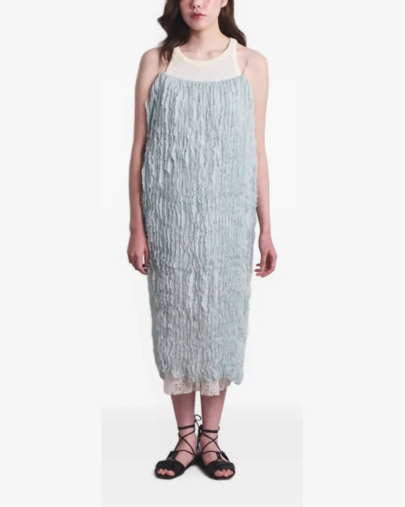 Muller of Yoshiokubo textured layered-hem midi dress - Blau Blau