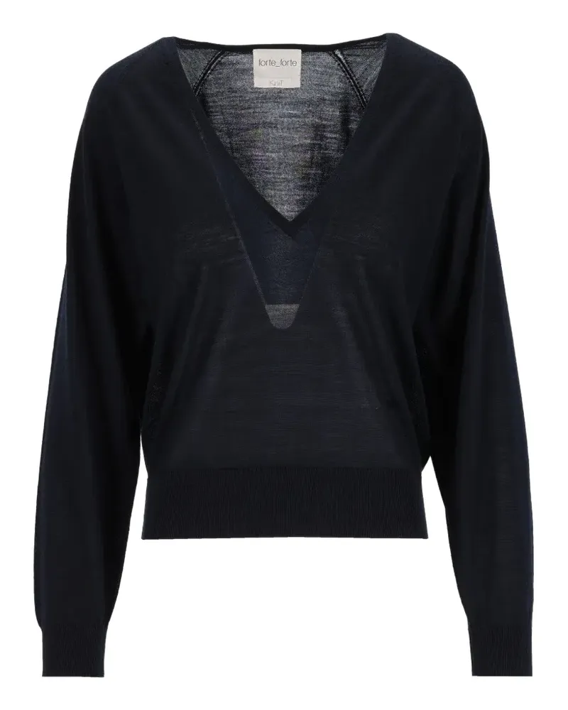 forte_forte V-neck raglan-sleeve sweater - Blau Blau