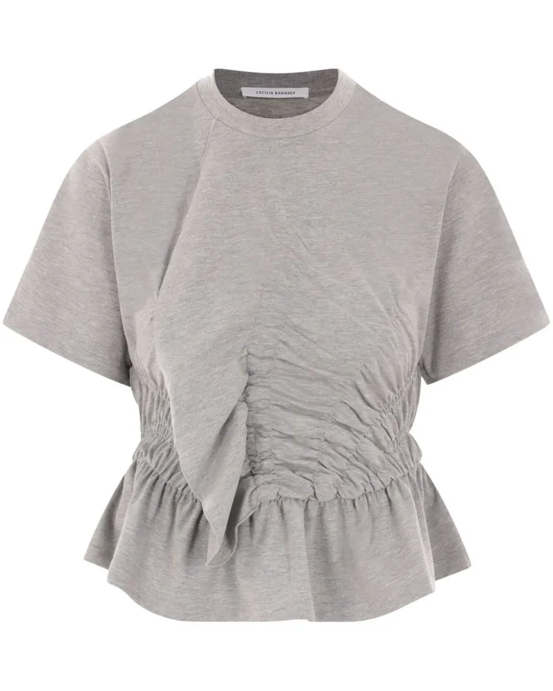Cecilie Bahnsen Gerafftes T-Shirt - Grau Grau