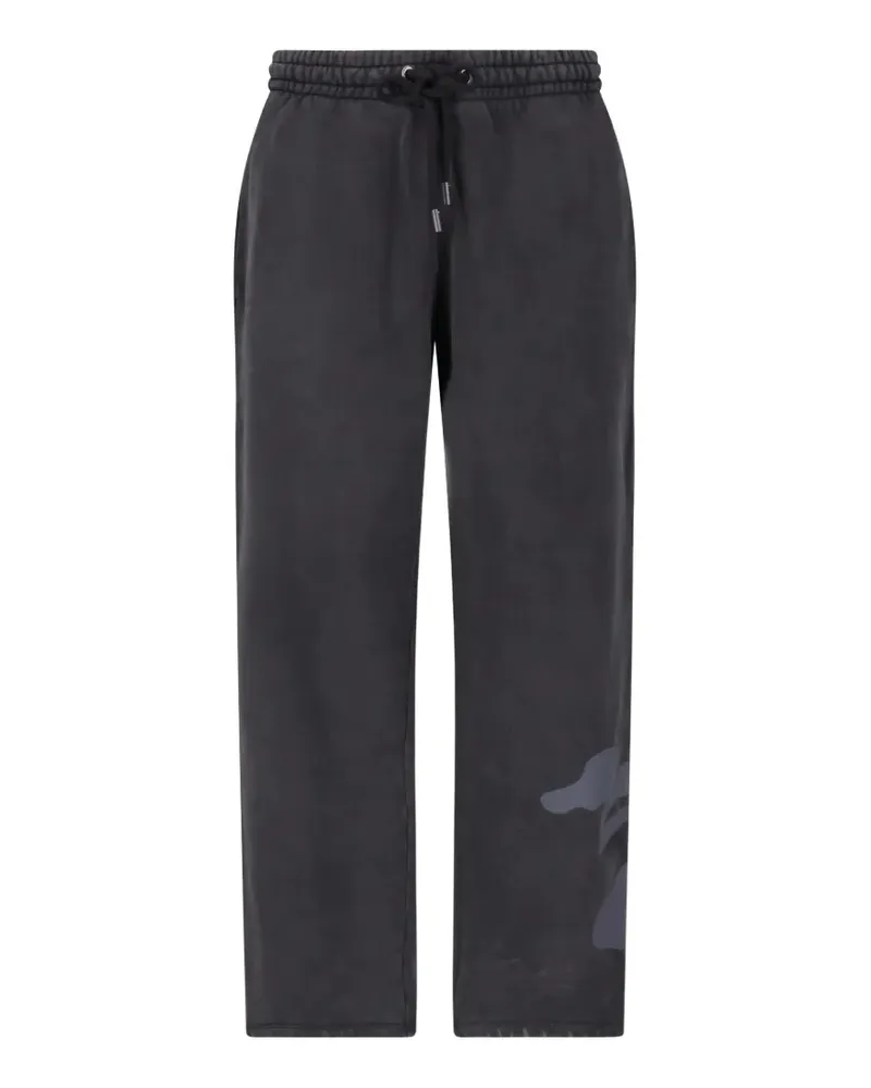 OFF-WHITE logo-print drawstring track pants - Schwarz Schwarz