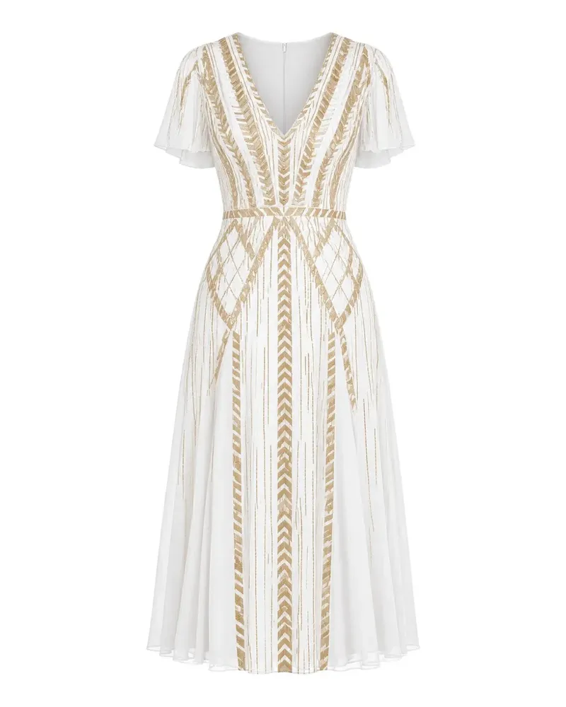 Temperley London Viola Midikleid - Weiß Weiß