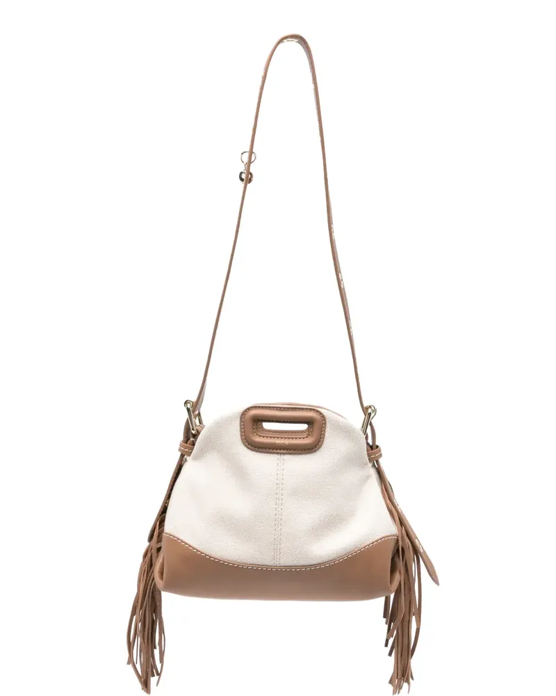 Maje logo-detail leather-panelled tote bag - Nude Nude
