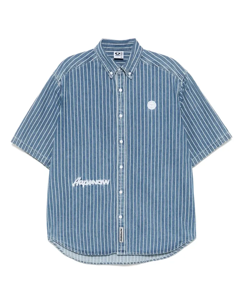 BAPE Gestreiftes Jeanshemd - Blau Blau