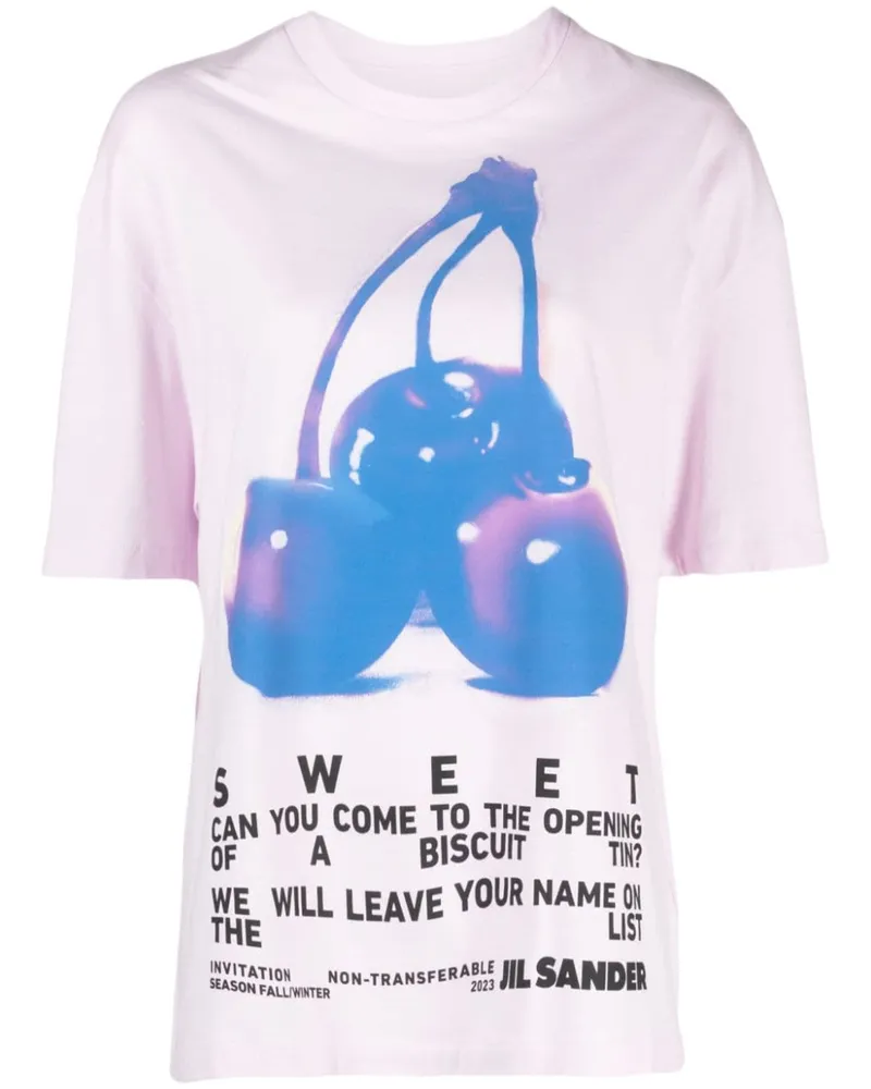 Jil Sander T-Shirt mit grafischem Print Rosa