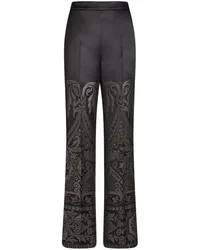 Etro Palazzohose aus Jacquard-Seide Schwarz