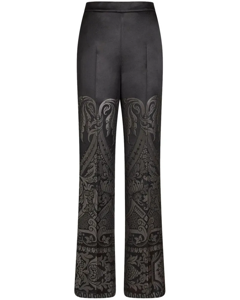 Etro Palazzohose aus Jacquard-Seide - Schwarz Schwarz