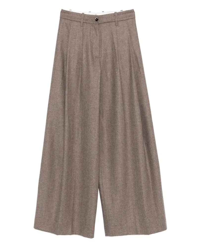 nine:inthe:morning Bundfaltenhose mit Fischgrätenmuster - Braun Braun