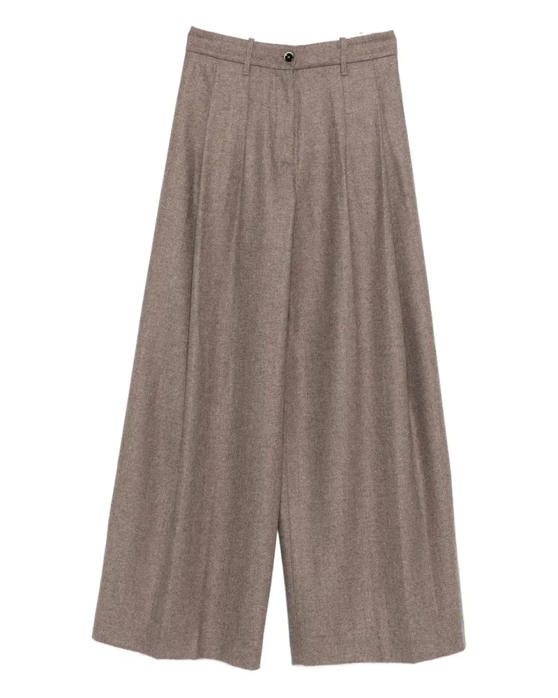 nine:inthe:morning herringbone pleated trousers - Braun Braun
