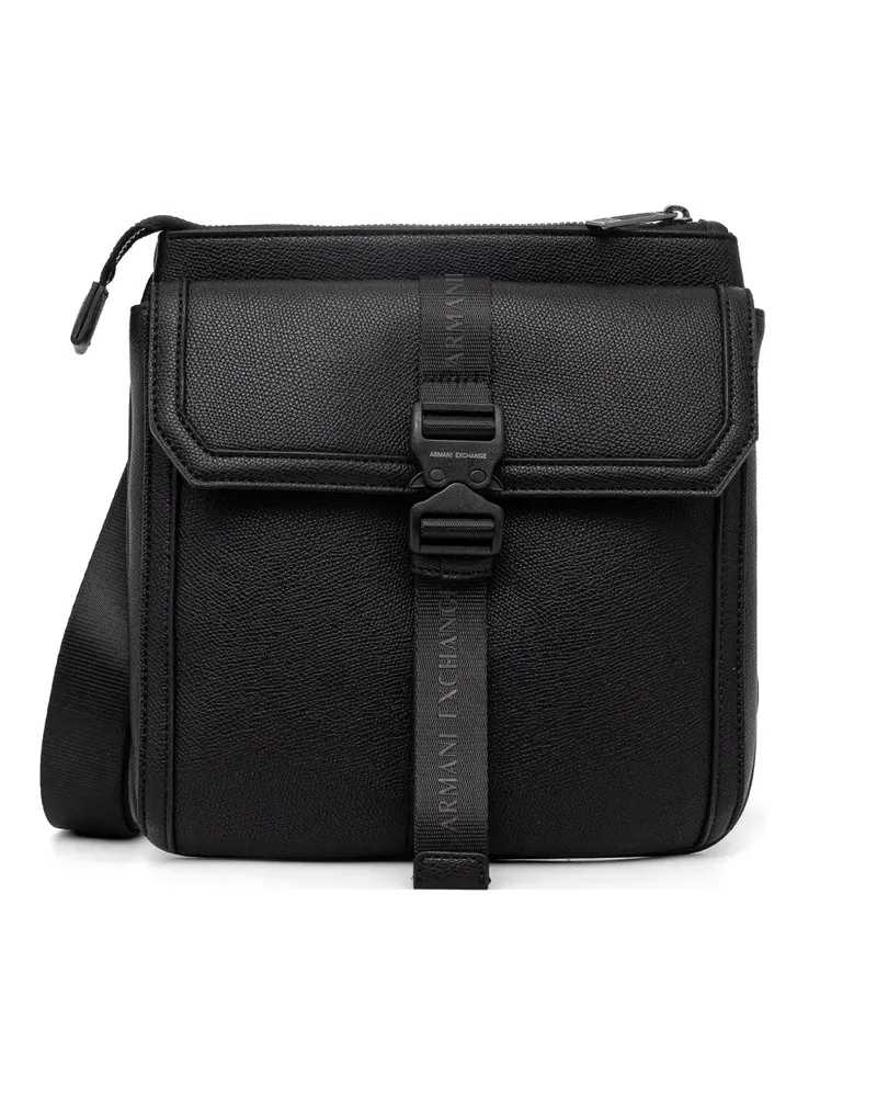 Armani Exchange logo-tape buckle-fastening messenger bag - Schwarz Schwarz