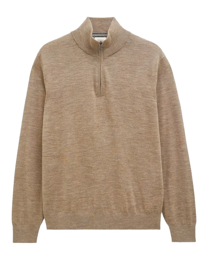 Pringle of Scotland Merinopullover mit Viertelreißverschluss - Nude Nude