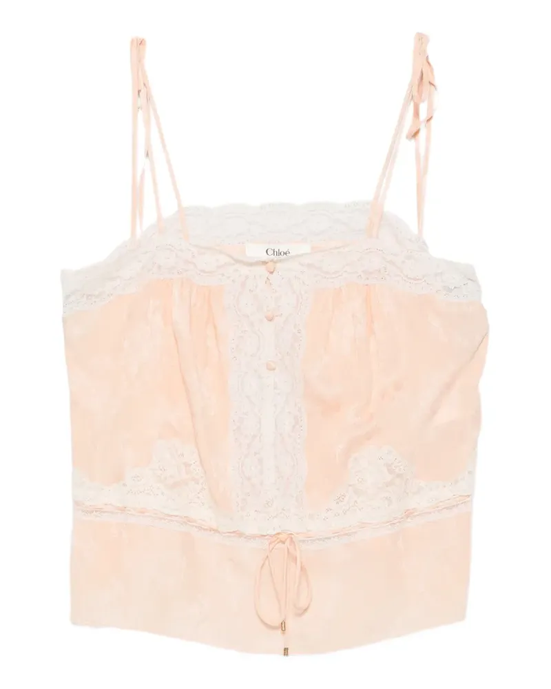 Chloé Jacquard-Oberteil mit Spitzenbesatz - Rosa Rosa