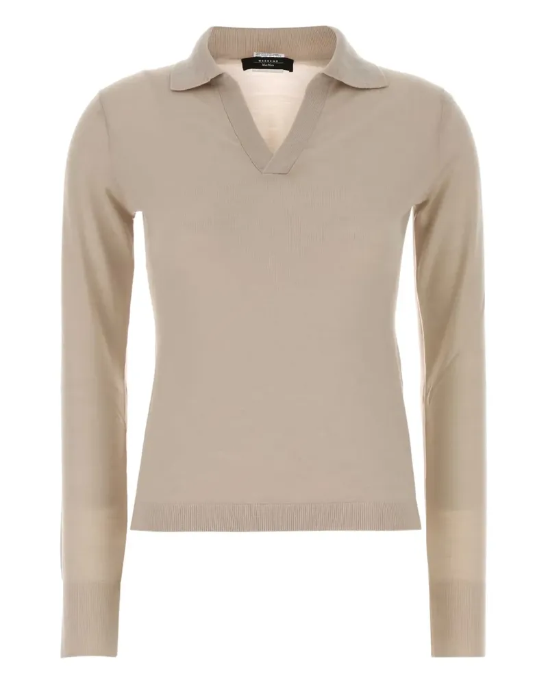 Max Mara Top mit Poloshirtkragen - Nude Nude