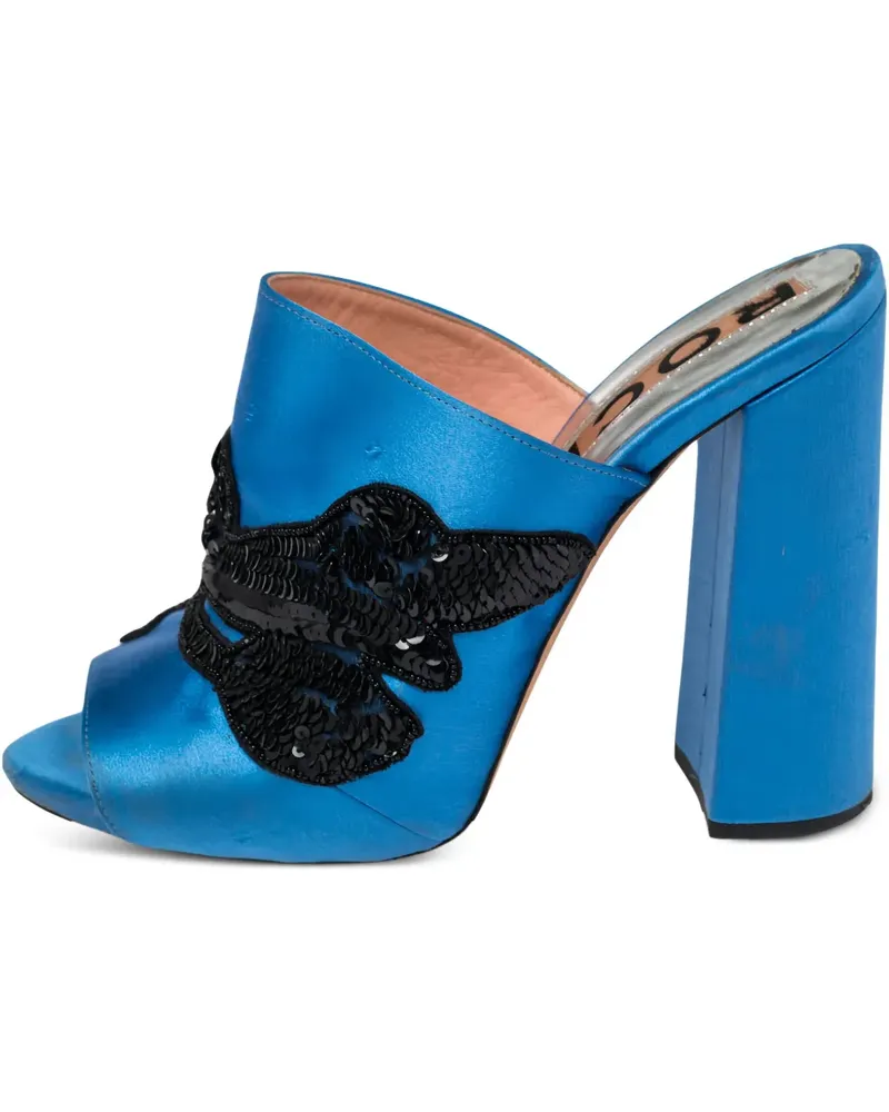 Rochas Sandalen aus Satin mit Pailletten 110mm - Blau Blau