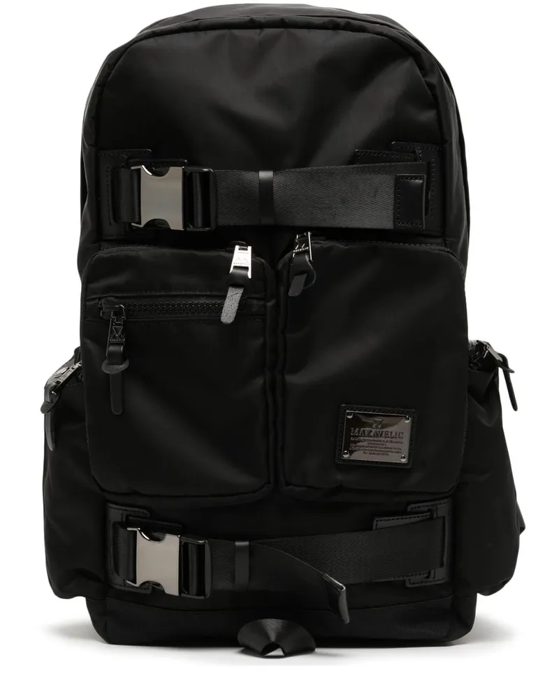 Makavelic Rucksack mit Reißverschlusstaschen - Schwarz Schwarz