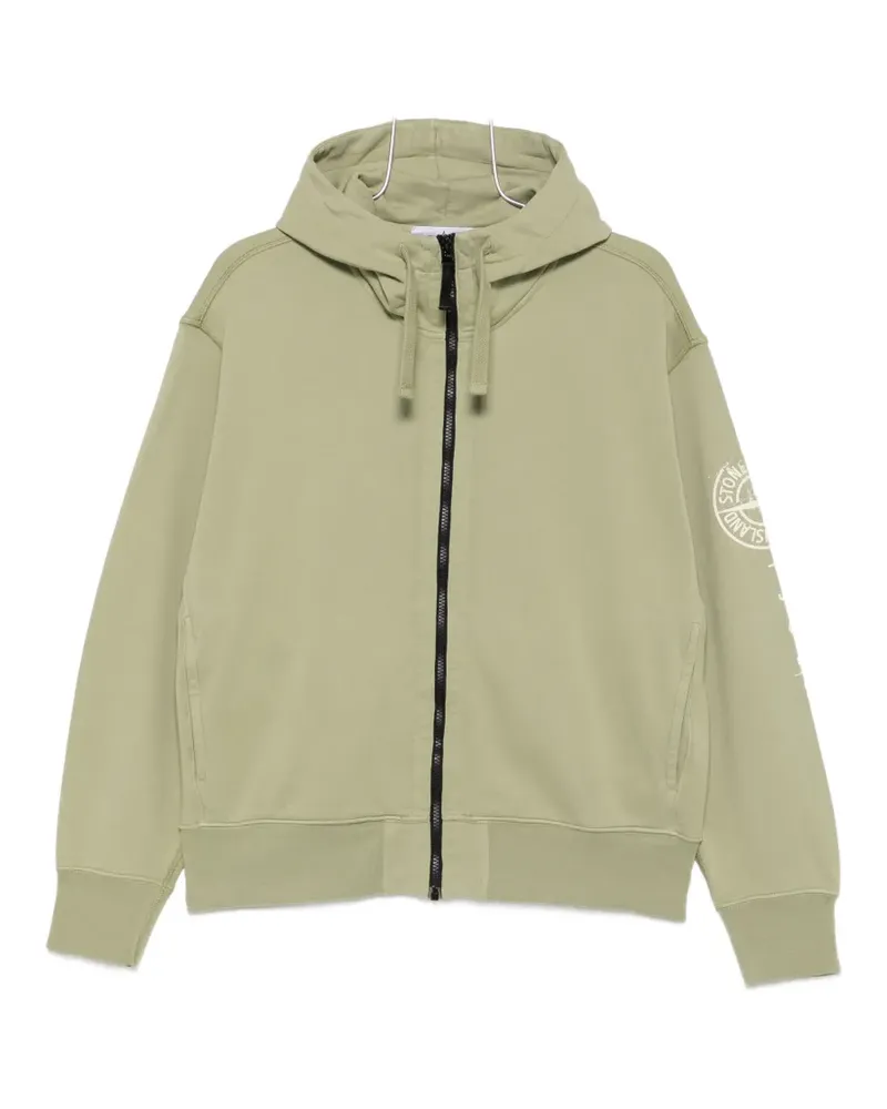 Stone Island logo-print zip-up hoodie - Grün Grün
