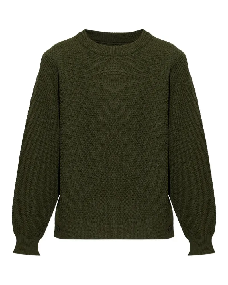 Issey Miyake Waffelstrick-Pullover mit Knopfdetail - Grün Grün