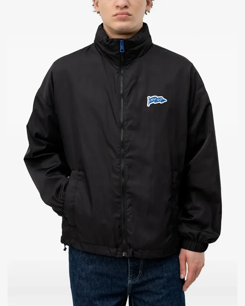 HUGO BOSS logo-patch zip-up jacket - Schwarz Schwarz