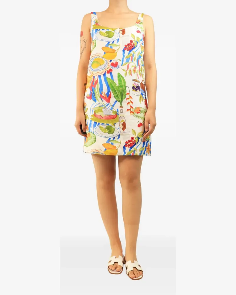 FARM Rio printed linen mini dress - Nude Nude