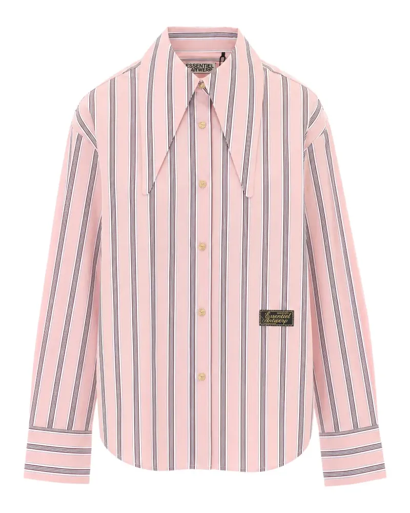 Essentiel Gestreiftes Hemd mit Logo-Patch - Rosa Rosa