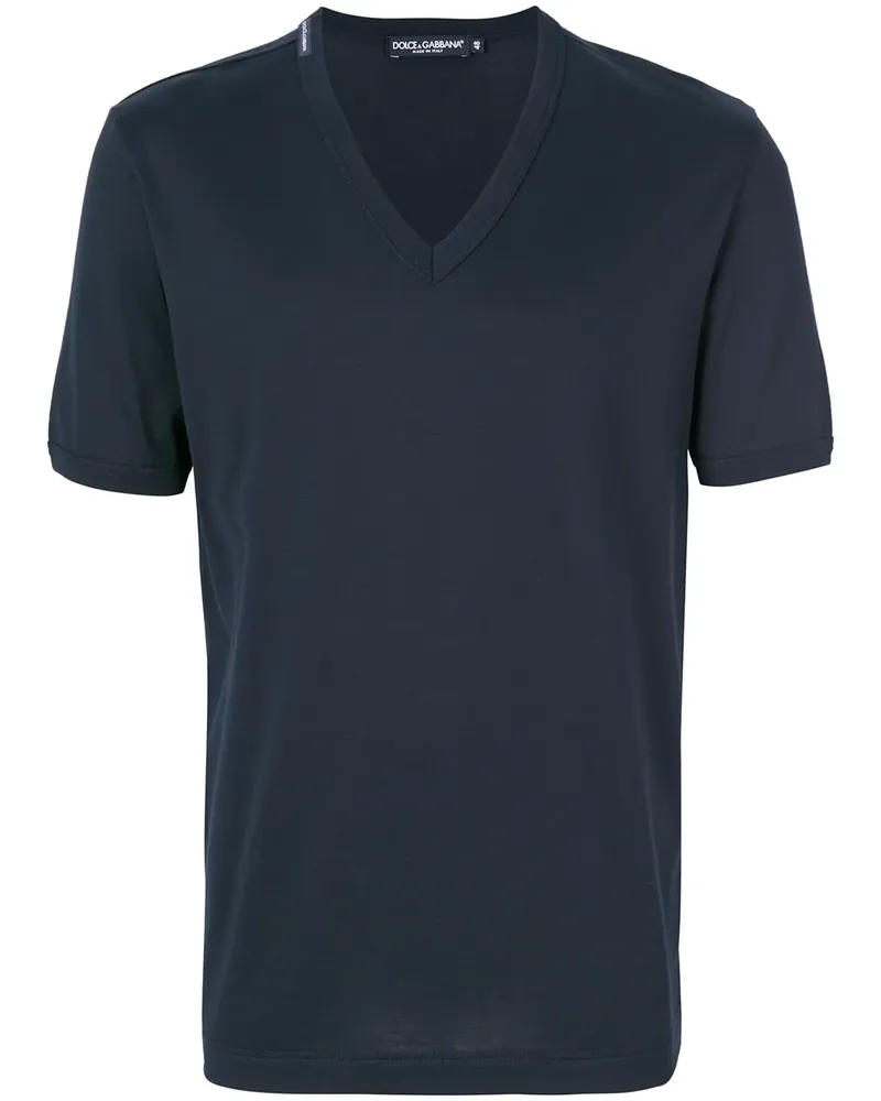 Dolce & Gabbana T-Shirt mit V-Ausschnitt - Blau Blau