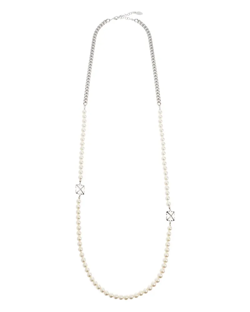 OFF-WHITE Arrow-charm faux-pearl necklace - Silber Silber