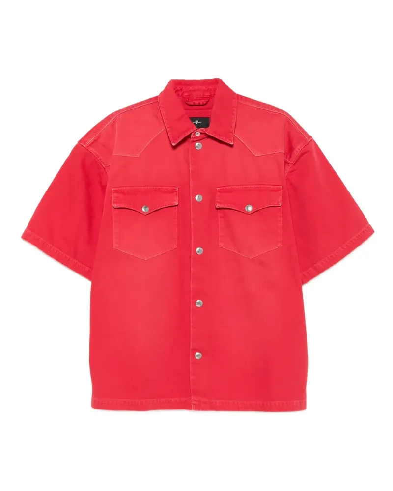 7 for all mankind logo-patch short-sleeve overshirt - Rot Rot