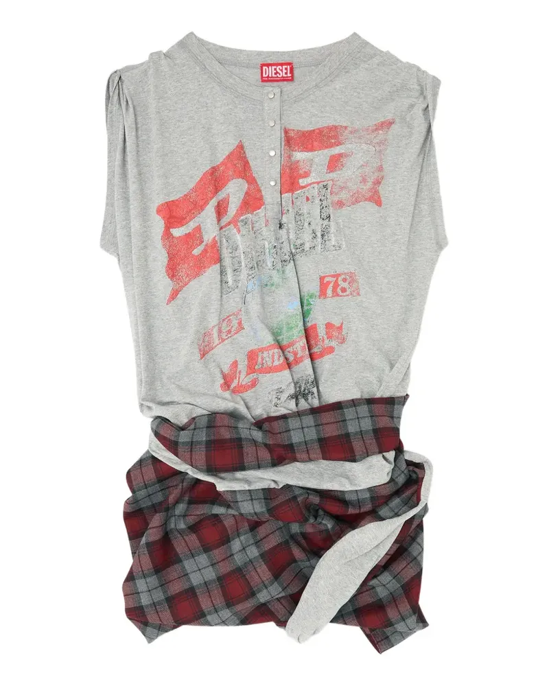 Diesel Playsuit aus Jersey und karierter Wolle - Grau Grau