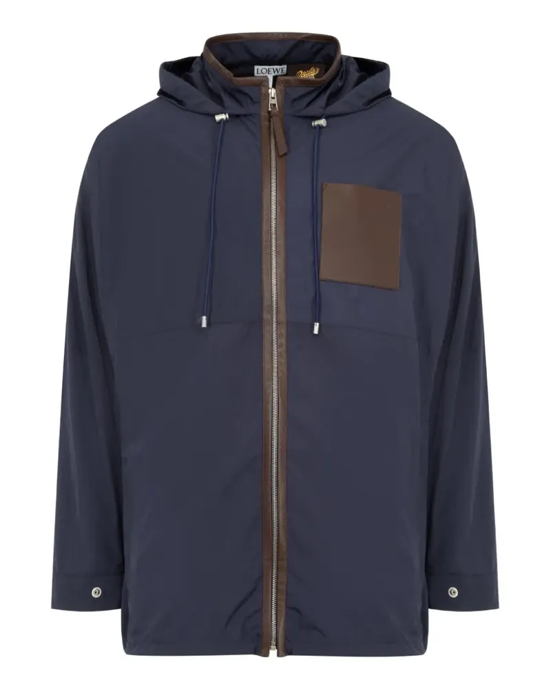 Loewe x Paula's Ibiza leather-trimmed hooded coat - Blau Blau