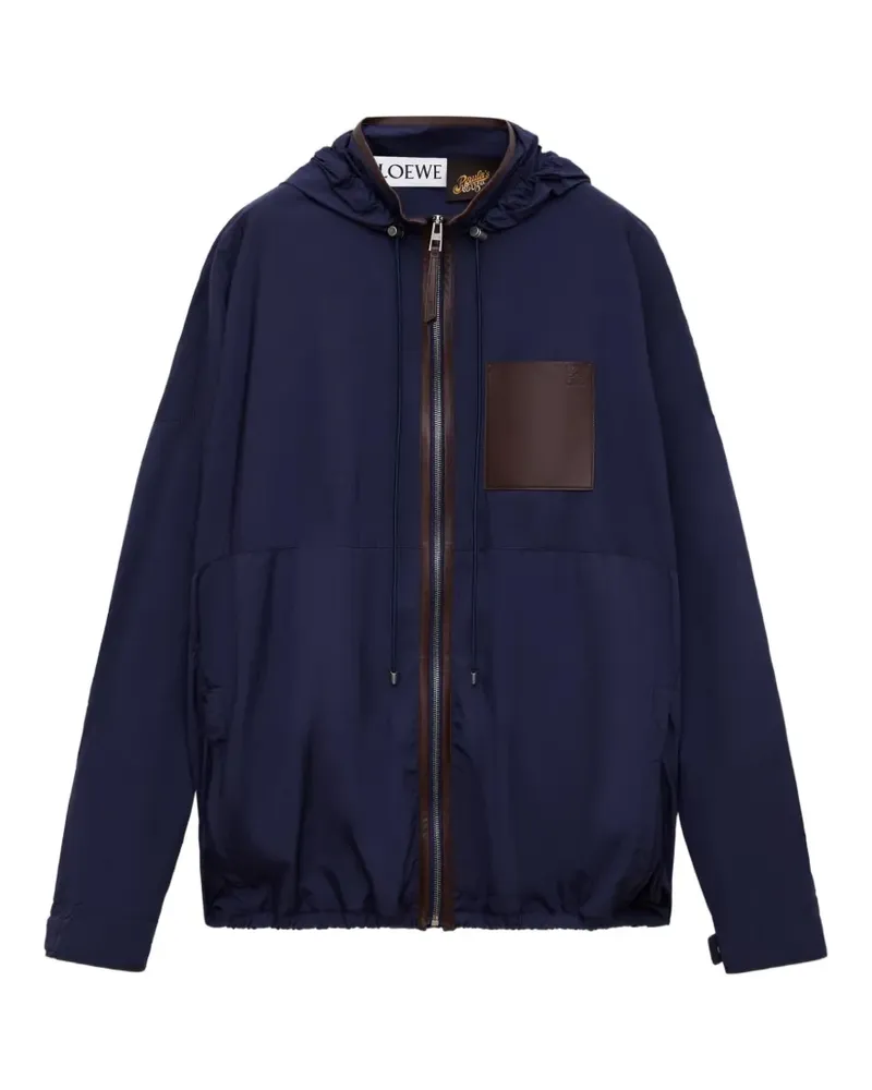 Loewe Jacke mit Lederbesatz - Blau Blau
