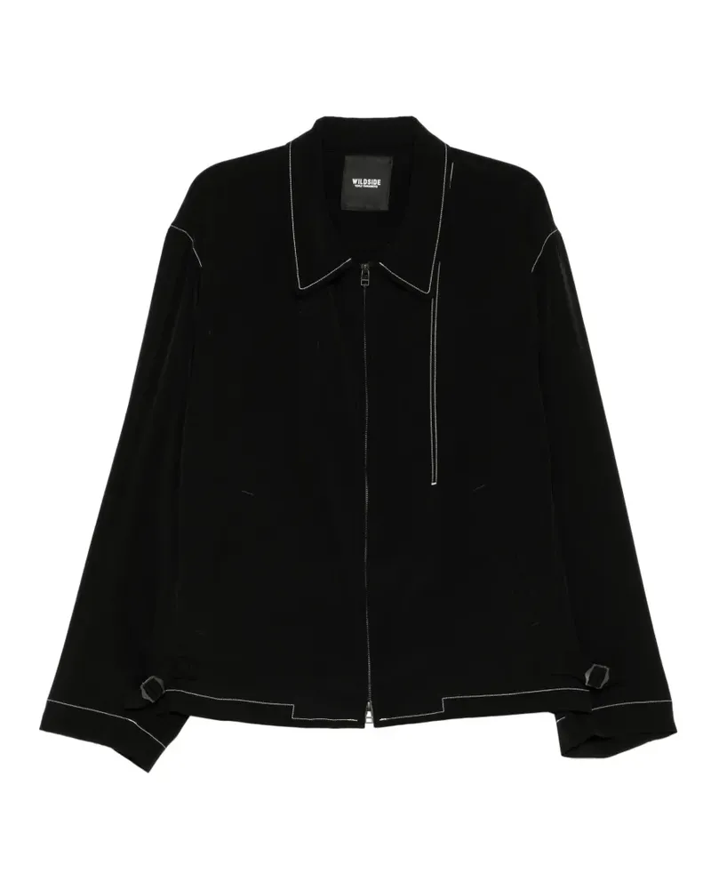 Yohji Yamamoto Jacke aus Chinakrepp mit Reißverschluss - Schwarz Schwarz