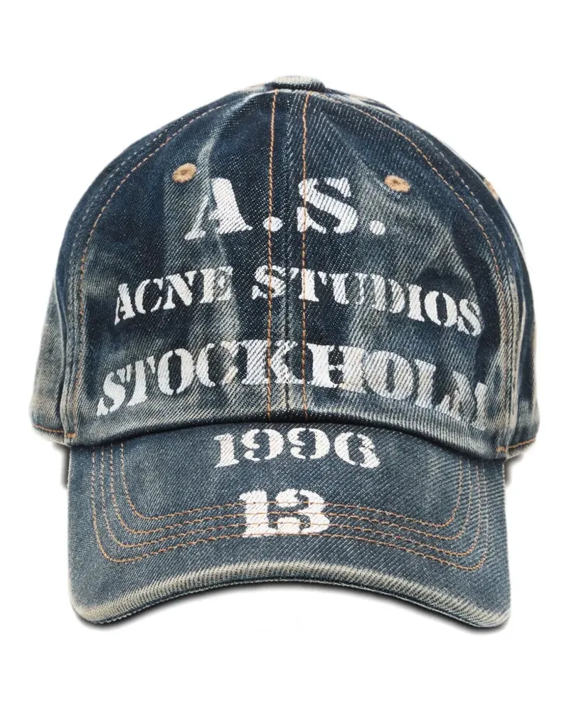 Acne Studios logo-print baseball cap - Blau Blau